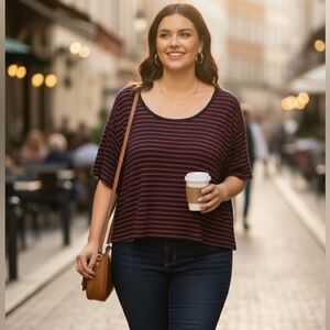 Navy and Red Striped Crop Top